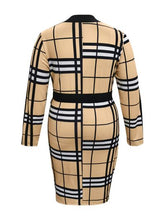 Load image into Gallery viewer, Plus Size Plaid V-Neck Long Sleeve Wrap Dress Ti Amo I love you
