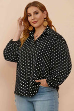 Load image into Gallery viewer, Plus Size Polka Dot Balloon Sleeve Shirt Ti Amo I love you
