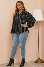 Load image into Gallery viewer, Plus Size Polka Dot Balloon Sleeve Shirt Ti Amo I love you
