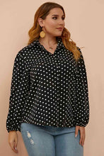 Load image into Gallery viewer, Plus Size Polka Dot Balloon Sleeve Shirt Ti Amo I love you
