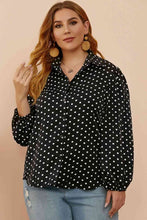 Load image into Gallery viewer, Plus Size Polka Dot Balloon Sleeve Shirt Ti Amo I love you
