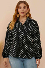 Load image into Gallery viewer, Plus Size Polka Dot Balloon Sleeve Shirt Ti Amo I love you
