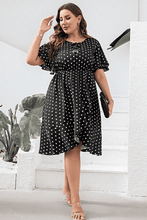 Load image into Gallery viewer, Plus Size Polka Dot Flutter Sleeve Dress Ti Amo I love you
