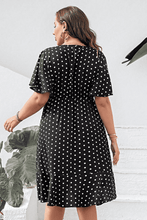 Load image into Gallery viewer, Plus Size Polka Dot Flutter Sleeve Dress Ti Amo I love you
