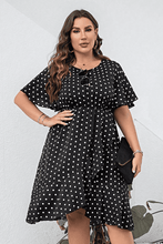 Load image into Gallery viewer, Plus Size Polka Dot Flutter Sleeve Dress Ti Amo I love you
