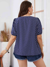 Load image into Gallery viewer, Plus Size Polka Dot Square Neck Blouse Ti Amo I love you
