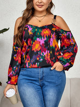 Load image into Gallery viewer, Plus Size Printed Cold Shoulder Long Sleeve Blouse - Sizes XL-4XL Ti Amo I love you
