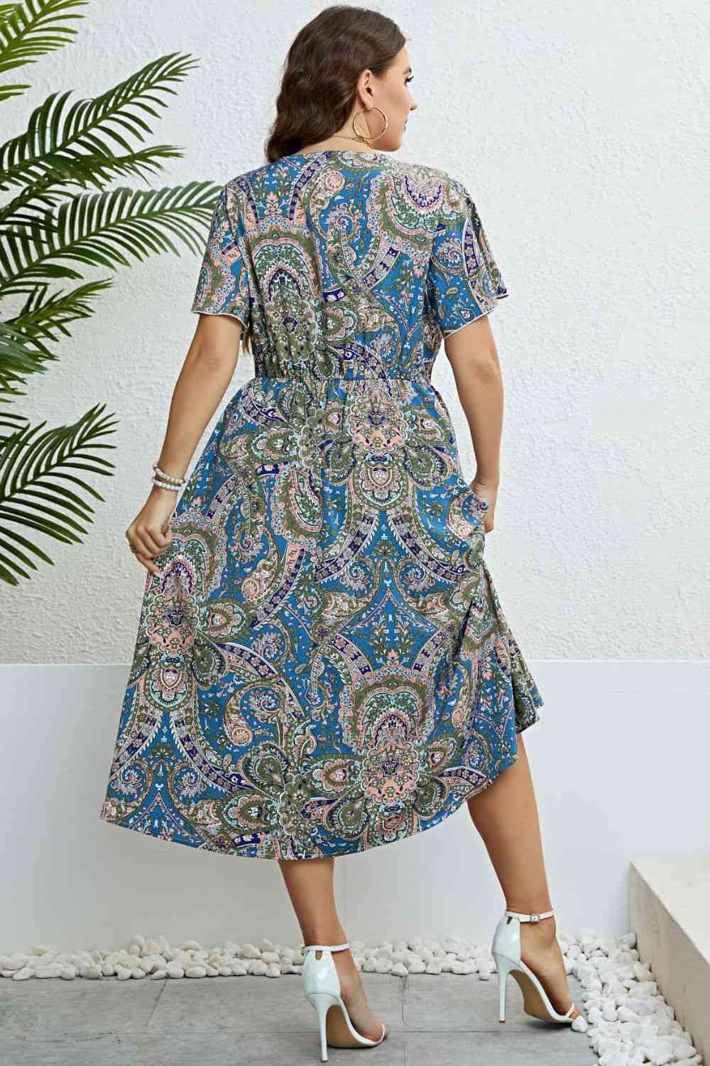 Plus Size Printed Flutter Sleeve Midi Dress Ti Amo I love you