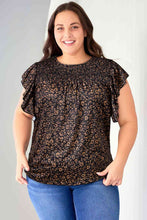 Load image into Gallery viewer, Plus Size Printed Smocked Butterfly Sleeve Blouse Ti Amo I love you
