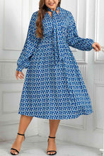 Load image into Gallery viewer, Plus Size Printed Tie Neck Midi Dress Ti Amo I love you
