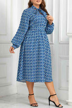 Load image into Gallery viewer, Plus Size Printed Tie Neck Midi Dress Ti Amo I love you
