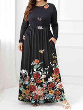 Load image into Gallery viewer, Plus Size Round Neck Maxi Dress with Pockets Ti Amo I love you
