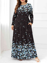 Load image into Gallery viewer, Plus Size Round Neck Maxi Dress with Pockets Ti Amo I love you
