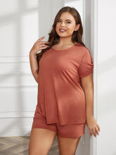 Load image into Gallery viewer, Plus Size Round Neck Short Sleeve Two-Piece Loungewear Set - Sizes 0X-5XL Ti Amo I love you
