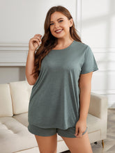 Load image into Gallery viewer, Plus Size Round Neck Short Sleeve Two-Piece Loungewear Set - Sizes 0X-5XL Ti Amo I love you
