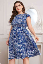 Load image into Gallery viewer, Plus Size Round Neck Tie Waist Dress Ti Amo I love you
