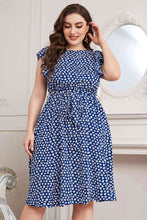 Load image into Gallery viewer, Plus Size Round Neck Tie Waist Dress Ti Amo I love you
