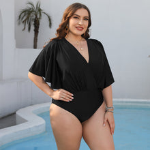 Load image into Gallery viewer, Plus Size Ruched Surplice Neck One-Piece Swimsuit - Sizes L-4XL Ti Amo I love you
