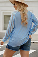 Load image into Gallery viewer, Plus Size Sheer Striped Sleeve V-Neck Top Ti Amo I love you
