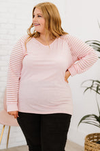 Load image into Gallery viewer, Plus Size Sheer Striped Sleeve V-Neck Top Ti Amo I love you
