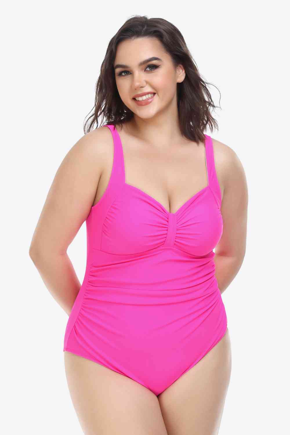Plus Size Sleeveless Plunge One-Piece Swimsuit Ti Amo I love you