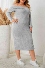 Load image into Gallery viewer, Plus Size Square Neck Long Sleeve Slit Dress Ti Amo I love you
