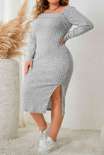 Load image into Gallery viewer, Plus Size Square Neck Long Sleeve Slit Dress Ti Amo I love you
