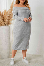 Load image into Gallery viewer, Plus Size Square Neck Long Sleeve Slit Dress Ti Amo I love you
