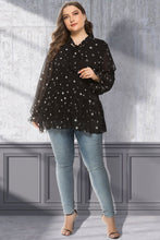 Load image into Gallery viewer, Plus Size Star Print Tie-Neck Peplum Blouse - Sizes L-5XL Ti Amo I love you
