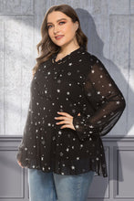 Load image into Gallery viewer, Plus Size Star Print Tie-Neck Peplum Blouse - Sizes L-5XL Ti Amo I love you
