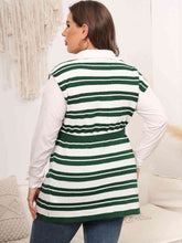 Load image into Gallery viewer, Plus Size Striped Colared Neck Tied Front Sweater Vest Ti Amo I love you
