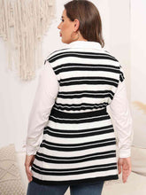 Load image into Gallery viewer, Plus Size Striped Colared Neck Tied Front Sweater Vest Ti Amo I love you
