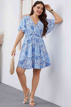 Load image into Gallery viewer, Plus Size Surplice Neck Flutter Sleeve Dress Ti Amo I love you
