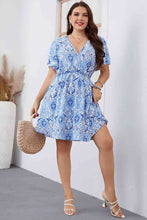 Load image into Gallery viewer, Plus Size Surplice Neck Flutter Sleeve Dress Ti Amo I love you
