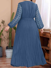 Load image into Gallery viewer, Plus Size Swiss Dot Tie Waist Maxi Dress Ti Amo I love you
