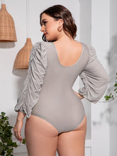 Load image into Gallery viewer, Plus Size Tied Deep V Balloon Sleeve One-Piece Swimsuit Ti Amo I love you
