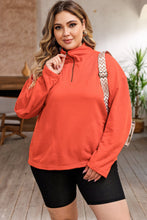 Load image into Gallery viewer, Plus Size Zip-Up Dropped Shoulder Sweatshirt Ti Amo I love you
