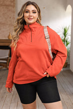 Load image into Gallery viewer, Plus Size Zip-Up Dropped Shoulder Sweatshirt Ti Amo I love you
