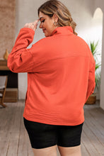 Load image into Gallery viewer, Plus Size Zip-Up Dropped Shoulder Sweatshirt Ti Amo I love you
