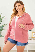 Load image into Gallery viewer, Plus Size Zip Up Hooded Jacket with Pocket Ti Amo I love you
