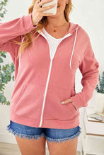 Load image into Gallery viewer, Plus Size Zip Up Hooded Jacket with Pocket Ti Amo I love you
