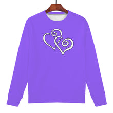 Load image into Gallery viewer, Heliotrope 3 - Double White Heart - Women&#39;s Sweatshirts - Purple Sweatshirts - Designer Brand ladies tops - Ti Amo I love you
