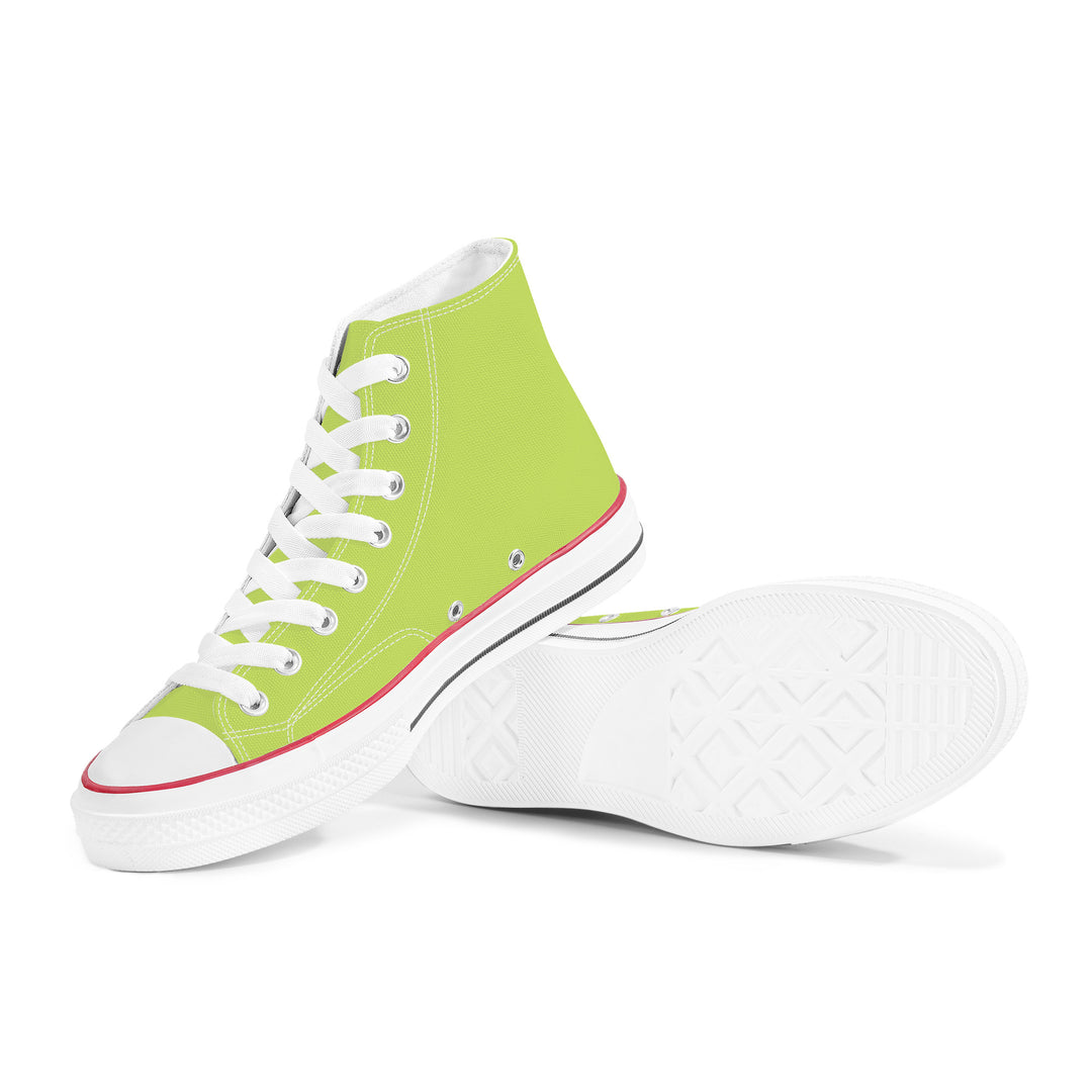 Ti Amo I love you - Exclusive Brand - Yellow Green - White Daisy - High Top Canvas Shoes - White  Soles