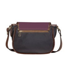 Load image into Gallery viewer, Ti Amo I love you - Exclusive Brand - Brownish Purple - Double White Heart - Saddle Bag
