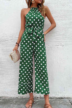 Load image into Gallery viewer, Polka Dot Grecian Wide Leg Jumpsuit Ti Amo I love you
