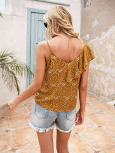 Load image into Gallery viewer, Polka Dot Ruffle Trim Asymmetrical Tank Top Ti Amo I love you
