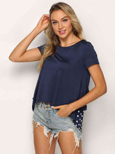 Load image into Gallery viewer, Polka Dot Ruffled Round Neck Top Ti Amo I love you
