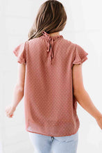 Load image into Gallery viewer, Polka Dot Smocked Flutter Sleeve Blouse Ti Amo I love you
