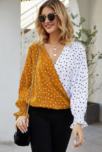 Load image into Gallery viewer, Polka Dot Surplice Neck Lantern Sleeve Blouse - Sizes S-XL Ti Amo I love you
