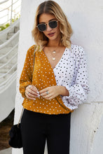 Load image into Gallery viewer, Polka Dot Surplice Neck Lantern Sleeve Blouse - Sizes S-XL Ti Amo I love you
